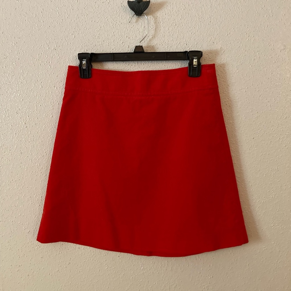 J.Crew Orange Corduroy Mini Skirt with Gold Button Snap in Back - size 0